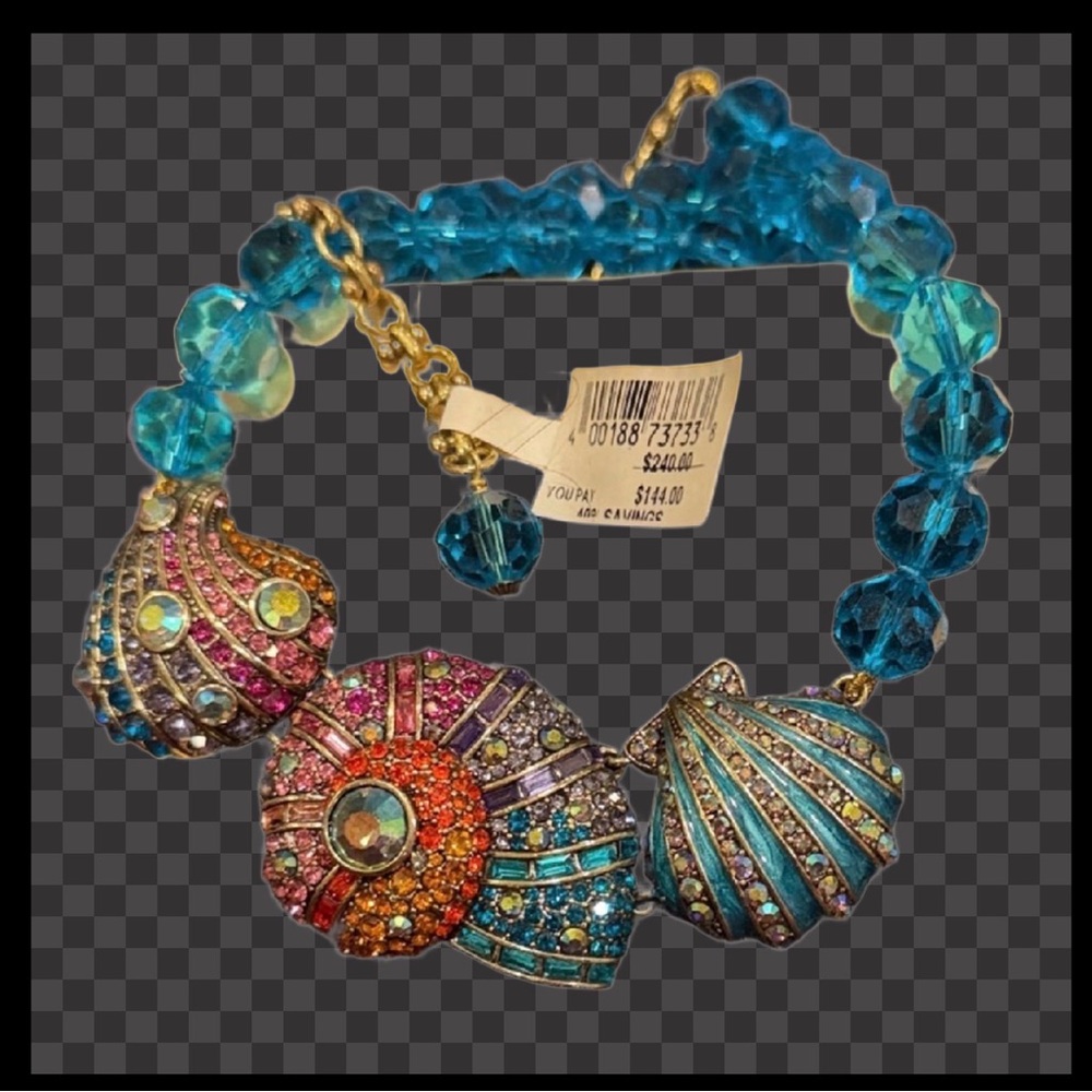 Heidi Daus Multicolor Shell Necklace with Blue Beads